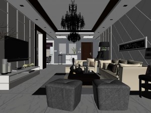 modern fashionable living room 1849 3D 모델