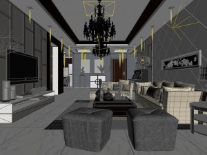 modern fashionable living room 1849 3D 모델