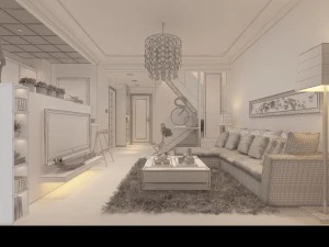 modern fashionable living room 1850 3D Model