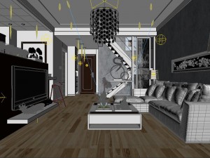 modern fashionable living room 1850 3Dモデル