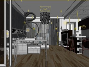 modern fashionable living room 1850 3Dモデル