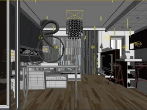 modern fashionable living room 1850 3D Model