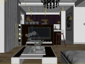 modern fashionable living room 1850 3D Model