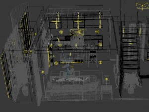 modern fashionable living room 1850 3D Model