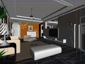 modern style living room 1805 3D Model