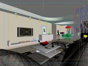 modern style living room 1811 3D Model