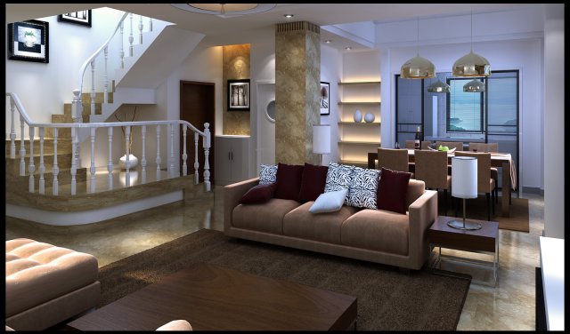 modern style living room 1813 Model 3D .c4d .max .obj .3ds .fbx .stl .blend 