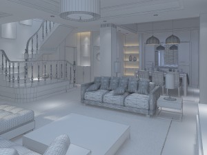 modern style living room 1813 Model 3D
