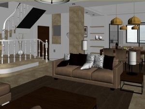 modern style living room 1813 Model 3D