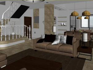 modern style living room 1813 3D Model