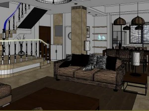 modern style living room 1813 3D Model