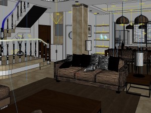modern style living room 1813 Model 3D