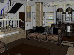 modern style living room 1813 3D Model