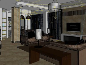 modern style living room 1813 3D Model