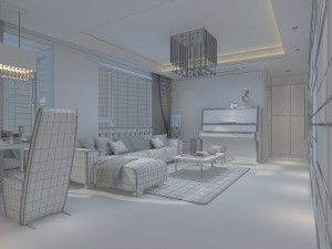 modern style living room 1815 3D Model