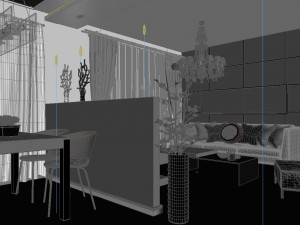 modern style living room 1818 Model 3D