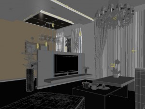 modern style living room 1818 Model 3D