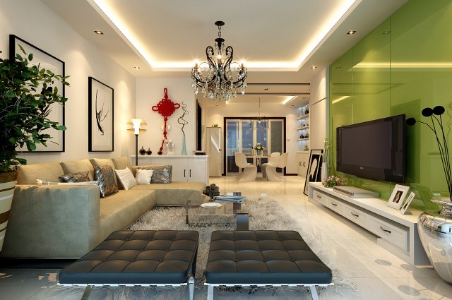 modern style living room 1821 3D Модель .c4d .max .obj .3ds .fbx .stl .blend 