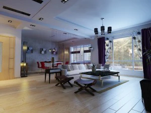 modern style living room restaurant 1828 3D Model