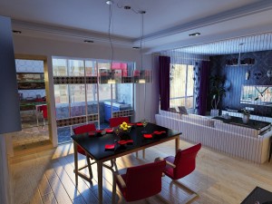 modern style living room restaurant 1828 3D-Modell