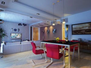 modern style living room restaurant 1828 3D Model