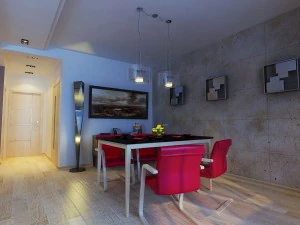 modern style living room restaurant 1828 3D Model