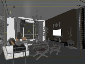 modern style living room restaurant 1828 3D Model