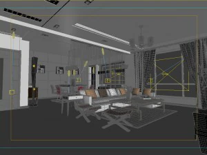 modern style living room restaurant 1828 3D Model
