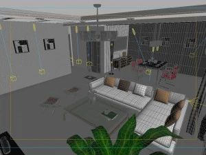 modern style living room restaurant 1828 3D Model