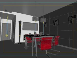modern style living room restaurant 1828 3D Model