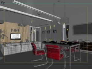 modern style living room restaurant 1828 3D Model