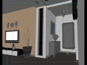 modern style living room restaurant 1828 3D Model