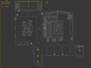 modern style living room restaurant 1828 3D Model