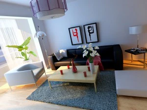 modern style living room 1829 3D Model