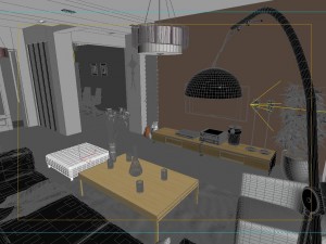 modern style living room 1829 3D Model