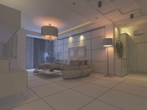 modern style living room 1832 3D 모델