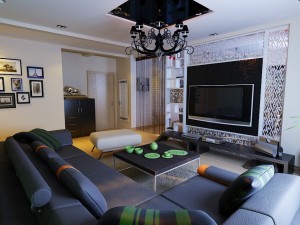 modern style living room 1833 Model 3D