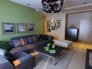modern style living room 1833 Model 3D