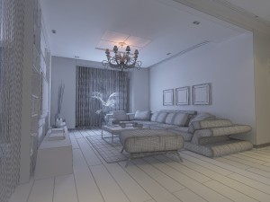modern style living room 1833 Model 3D