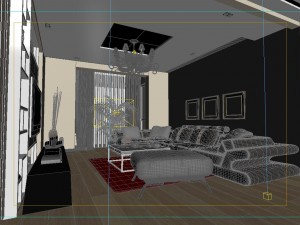 modern style living room 1833 Model 3D
