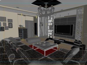 modern style living room 1833 Model 3D