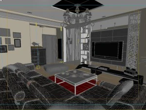 modern style living room 1833 3D Model