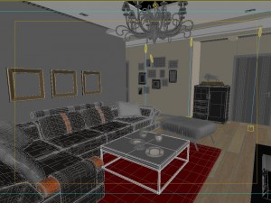 modern style living room 1833 Model 3D