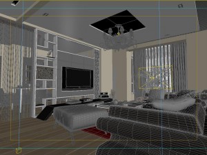 modern style living room 1833 Model 3D