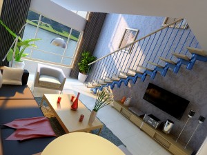 modern style living room 1834 Model 3D
