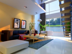 modern style living room 1834 Model 3D