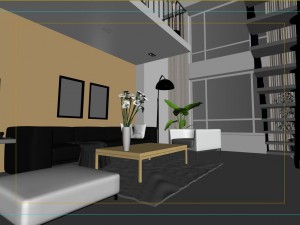 modern style living room 1834 Model 3D