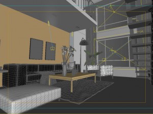 modern style living room 1834 Model 3D
