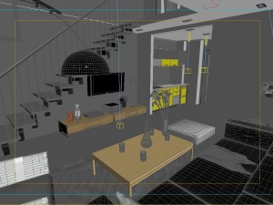 modern style living room 1834 Model 3D
