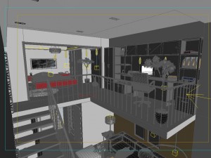 modern style living room 1834 Model 3D